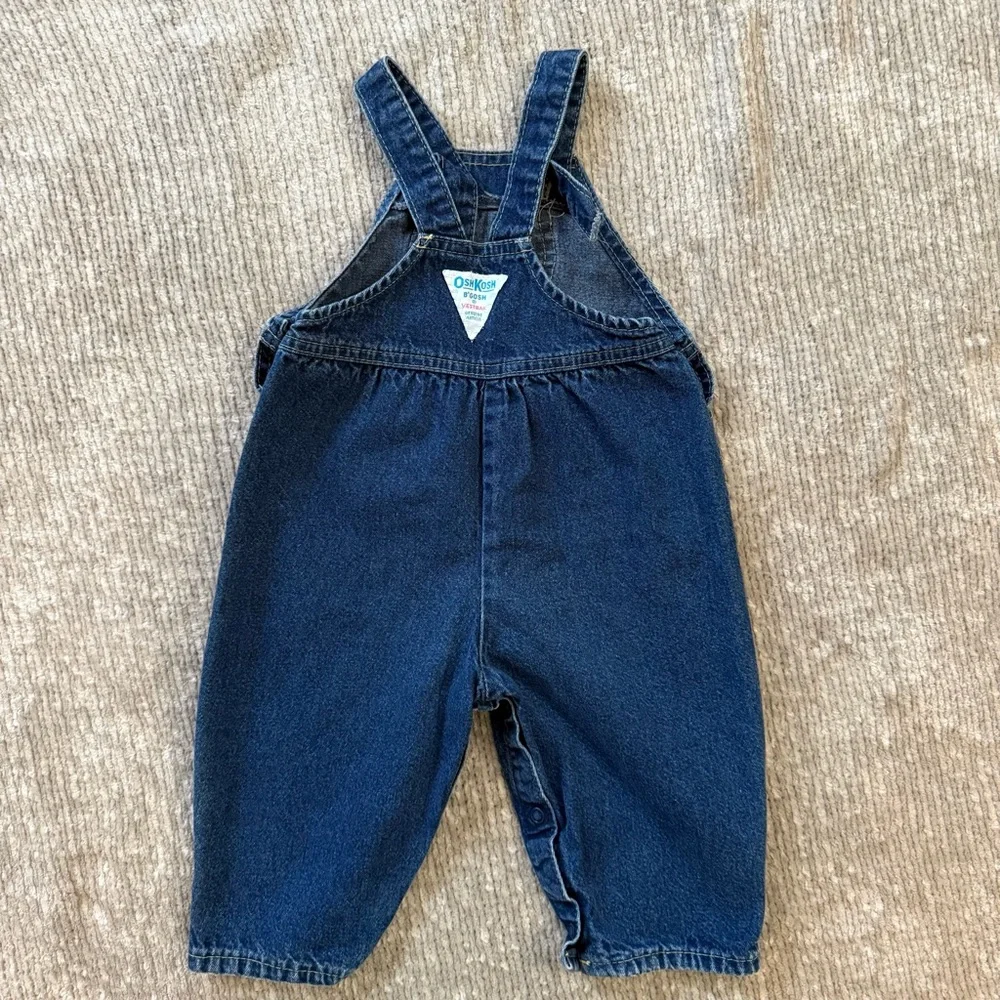 Vintage OshKosh B’gosh Denim Overalls Baby‎ 12M USA Made Classic Blue Vestbak